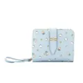 Petit portefeuille bleu clair à imprimé floral pour femmes avec motifs tulipes et marguerites - Petit Imprimé Floral Rose / Style Court / Bleu