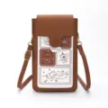 Sac à bandoulière marron pour téléphone avec motif chien et écran tactile - Imprimé dessin animé / Marron