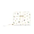 Portefeuille court fleuri pour femme avec boucle tulipe dorée et dragonne de poignet - Petit Imprimé Floral Rose / Style Court / Blanc