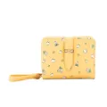 Petit portefeuille jaune pour femmes avec motif floral de roses et fermeture éclair sûre - Petit Imprimé Floral Rose / Style Court / Jaune