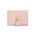 Élégant portefeuille court rose à trois volets avec motif de feuilles gaufré et fermoir - Rose