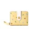 Petit portefeuille jaune pour femme avec motif orange dessin animé et dragonne - Jaune
