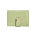 Petit portefeuille femme vert clair à trois volets avec motifs de feuilles en relief - Vert