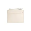 Slim cream quilted faux leather card holder wallet with zipper and chic metal chain - Off White