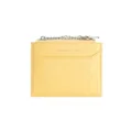 Yellow slim quilted faux leather women's card holder wallet with zipper closure - Yellow