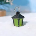 Mini pendentif lanterne vintage lumineux, variante noir et vert pour décoration de sac. - Vert