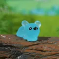 Adorable figurine de souris en résine lumineuse variante, mini micro paysage de jardin accessoire DIY. - Bleu Luminescent