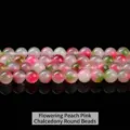 Natural pink and green drifting flower chalcedony round beads for jewelry making - 10mm/Approx 37pcs / Floating Peach Pink