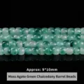 Dunkelgrüne Chalcedon-Fassperlen mit schwebenden Blumen für die DIY-Schmuckherstellung - Fassperlen / 9*10mm (ca. 44 Stück) / Schwebendes Dunkelgrün