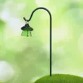 Mini Lanterna Luminosa Decorazione Micro Paesaggio Resina Artigianato Pianta Grassa Giardino - Lanterna a vento luminosa, verde + paletto per fiori