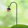 Miniatura lanterna resina picchetto giardino ornamento micro paesaggio rosa versione - Lampada a petrolio rosa acceso luminosa con picchetto per fiori