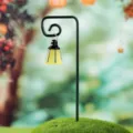 Miniature luminous yellow lantern on black hook for DIY micro-landscape fairy garden decor - Lantern With Iron Hook / Orange