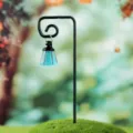 Luminous blue miniature lantern garden stake for DIY fairy garden micro landscape decor - Lantern With Iron Hook / Blue