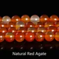 High quality natural cherry red ice floating agate round loose beads for jewelry making - Natural Red Agate (Approx 37 Pieces) / 10mm / Red