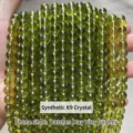 Cuentas redondas de cristal K9 sintético verde oliva sostenidas para crear joyas DIY - Color Oliva Cristal K9