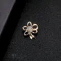 Exquisite gold metal brooch with crystal flower and bow design for suit accessories - Bow Style