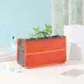 Vielseitiger Kosmetik-Organizer mit Doppellaußentasche tragbare Make-up-Aufbewahrungstasche - Orange