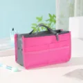 Rosa graue Kosmetiktasche, Handtaschen Organizer mit vielen Fächern und Reißverschluss. - Fuchsia