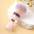 Detail of rhinestone nail dust brush with hourglass sand handle and pastel bristles - Hourglass Style / Pink