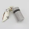 Luxury rhinestone-encrusted lipstick keychain with elegant silk scarf accessory detail - White