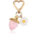 Sweet pink strawberry and white daisy heart charm keychain for women's fashion bags - Light Pink Strawberry (2#)