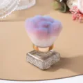 Luxury rhinestone-encrusted makeup brush with gradient pastel bristles for loose powder - White