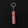 Close-up of pink rhinestone encrusted 5ml refillable perfume atomizer keychain detail - Two-Tone Pink