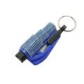 Portable blue rhinestone 2-in-1 car safety hammer window breaker with seatbelt cutter - Sky Blue