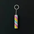Macro view of rainbow rhinestone-encrusted 5ml perfume atomizer keychain for women - Rainbow 1