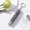 Detail view of the sparkling purple and blue rhinestones on this mini LED flashlight keychain. - Without Battery / Butterfly Style