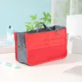 Multifunktionaler Handtaschen-Organizer rot grau Nylon Bag in Bag mit vielen Taschen. - Rot