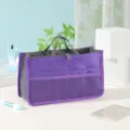 Tragbare violette Kosmetiktasche mit mehreren Fächern, Netztaschen und praktischen Griffen. - Lila