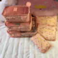 Sacs organisateurs de bagages de voyage 6 pcs, cubes d'emballage motif cerise rose pour vêtements. - Cerise rose