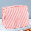 Rosa gestreifter Kulturbeutel zum Aufhängen tragbare Make-up Tasche wasserdichte Kosmetiktasche - Rosa gestreift