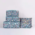 Lot de 6 sacs de rangement de voyage étanches en tissu oxford cubes de voyage pour bagages - Fleur Bleue