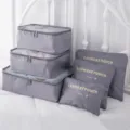 6-teiliges Set graue Kofferorganizer Reise-Packwürfel für Kleidung und Wäschebeutel - 6er-Set verdickte, verbesserte Version / Grau