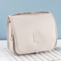 Bolsa de aseo de viaje impermeable con gancho, gran organizador de maquillaje portátil beige. - Neceser de Aseo / Beige