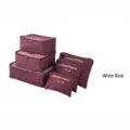 Premium wine red 6-piece travel luggage organizer bag set made of durable Oxford fabric - Multi-piece Set / Burgundy