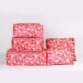 Set de 6 cubes de rangement de voyage, sacs organisateurs de valise floraux roses pour vêtements. - Fleur Rouge Pastèque
