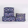 Lot de sacs de rangement de voyage en tissu Oxford organisateur de bagages vêtements sous-vêtements - Fleuri Marine