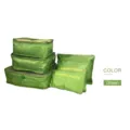 Green 6-piece travel organizer set made of durable Oxford cloth for luggage clothes and shoes - Multi-piece Set / Green
