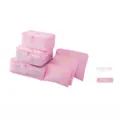 Un ensemble de 6 organisateurs de voyage roses en tissu Oxford pour vêtements et chaussures - Rose