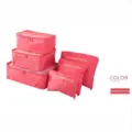 Set de 6 organisateurs de voyage rouge pastèque avec cubes de rangement et pochettes - Rouge pastèque
