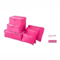Ensemble de 6 organisateurs de voyage durables en tissu Oxford de couleur rose rouge - Rose rouge