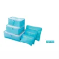 Lot de 6 cubes de rangement et sacs à linge bleu clair pour organisateur de voyage - Bleu ciel