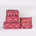 Kit de 6 cubes de rangement de voyage sac à linge étanche en tissu oxford pour valise - Bordeaux Floral