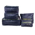 Set de 6 sacs de rangement de voyage à pois bleus marine en tissu oxford résistant. - Bleu Marine à Pois
