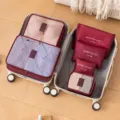 Reise Organizer Taschen Set, 6-teilige Packtaschen für Kleidung und Koffer-Aufbewahrung. - Burgunderrot