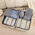 Reise Packwürfel Set Koffer Organizer wasserdichte Aufbewahrungstaschen für Kleidung Schuhe - 7-teiliges Set / Grau