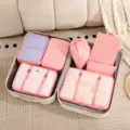 Set de cubos de viaje bolsas de almacenamiento organizador para ropa maleta accesorios rosa 9pcs - Juego de 7 piezas / Rosa